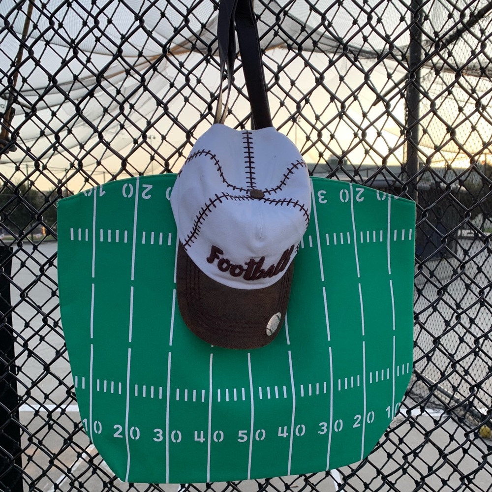 Green football bag with football hat bundle